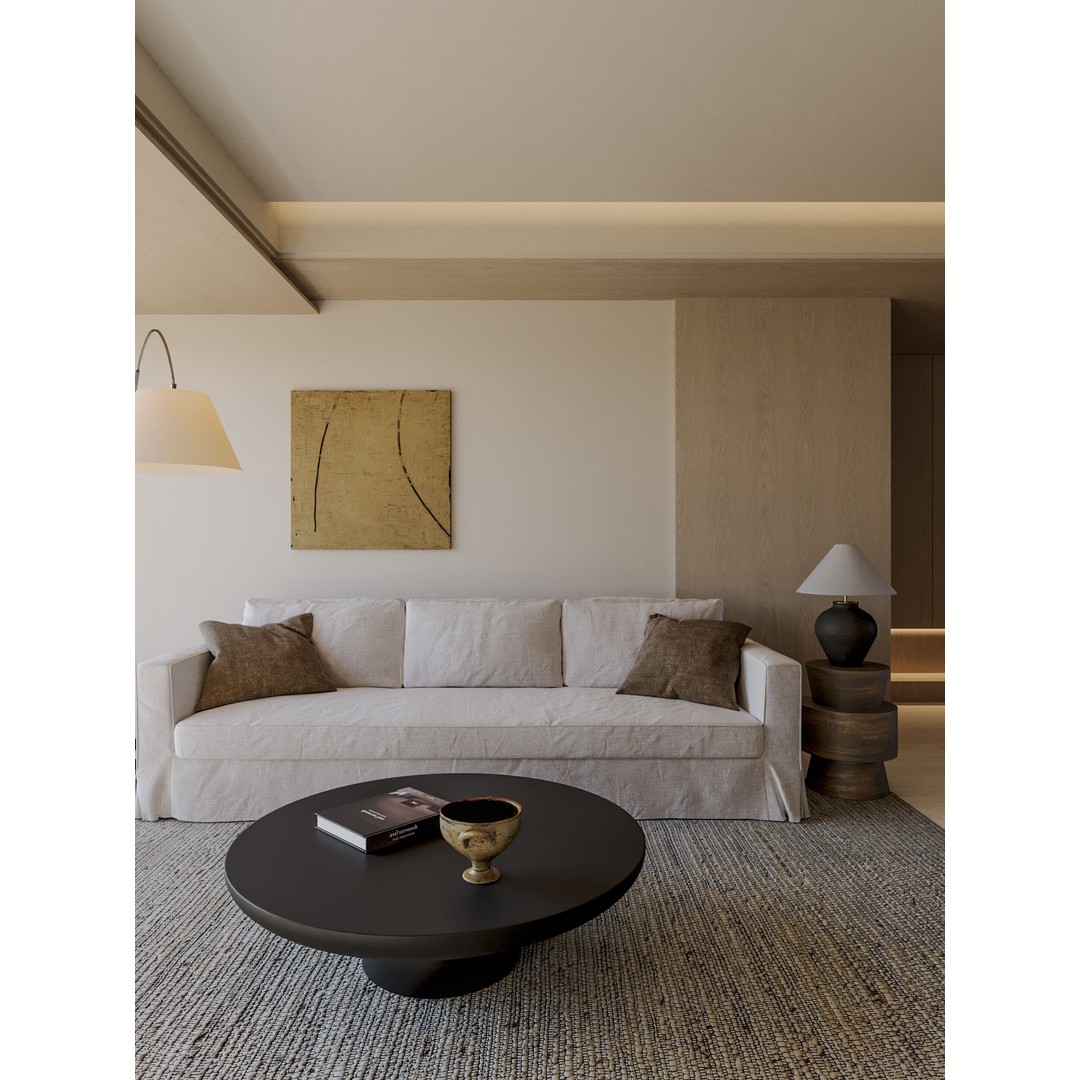 Wabi-Sabi Living and Dining Room 3D Model – Textured Interior, Corona Renderer - View 3