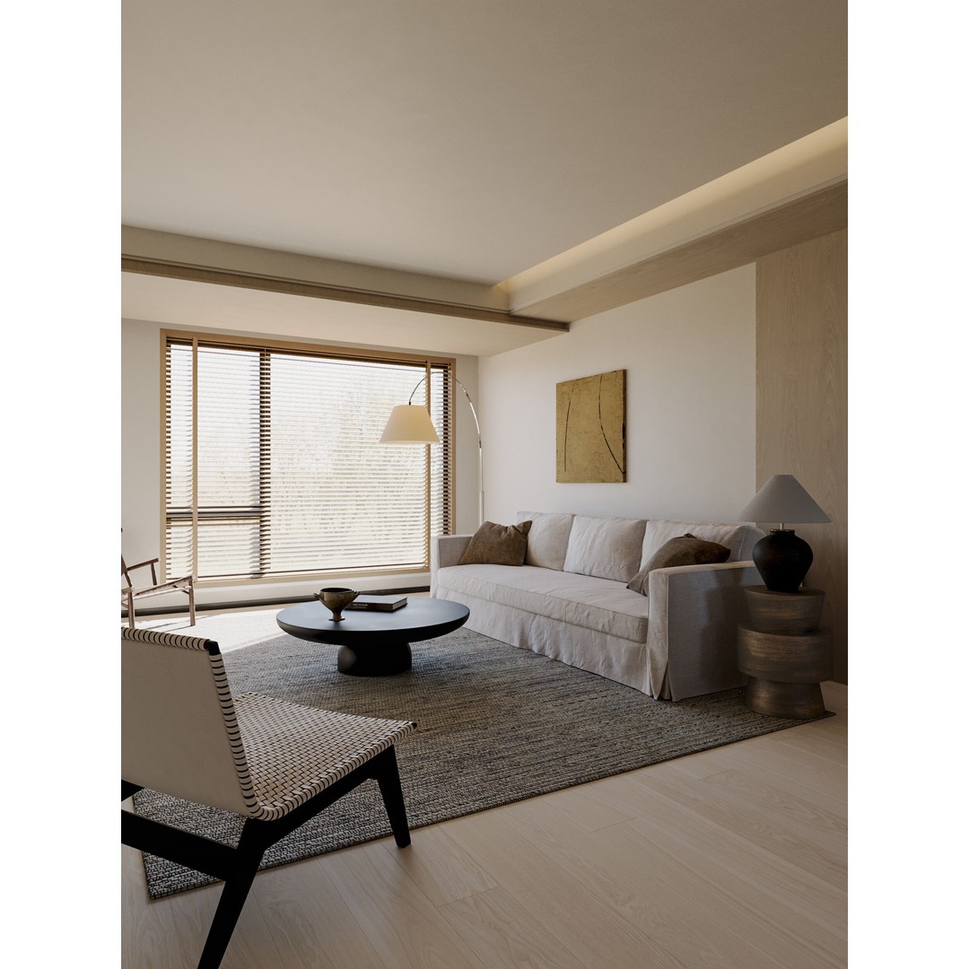Wabi-Sabi Living and Dining Room 3D Model – Textured Interior, Corona Renderer - View 6