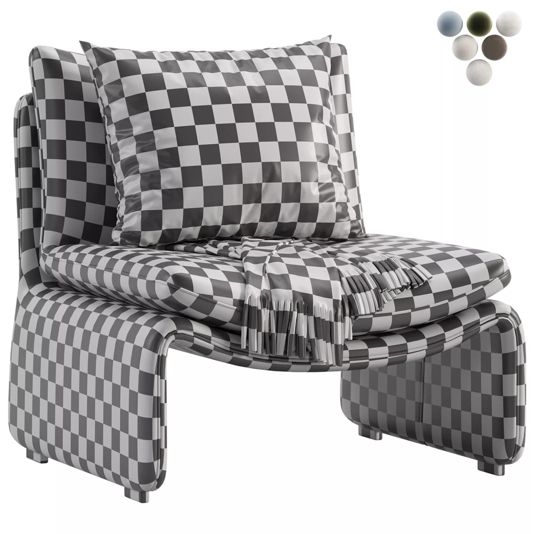Maya White Faux Sheepskin Boucle Accent Chair 3D Model – PBR Game-Ready FBX, OBJ