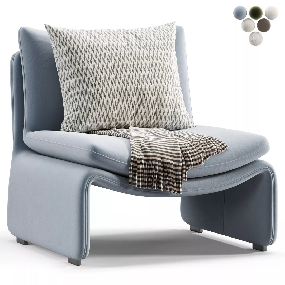 Maya White Faux Sheepskin Boucle Accent Chair 3D Model – PBR Game-Ready FBX, OBJ - View 7