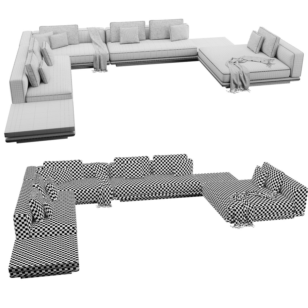 Horizonte Sofa 3D Model – Modern Furniture Asset, FBX, OBJ - View 8