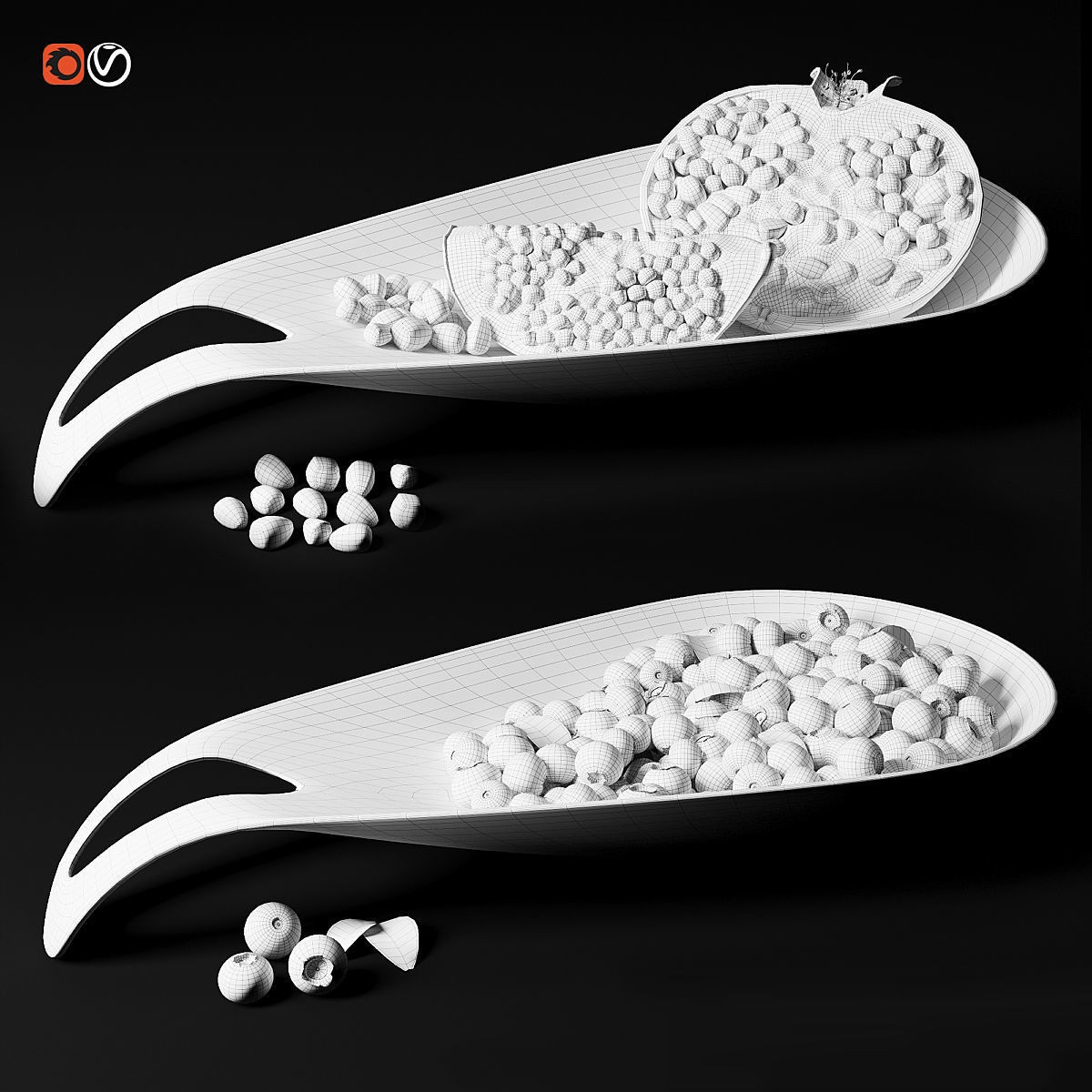 Dish with Berries and Fruits - Game-Ready 3D Model