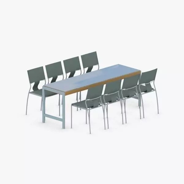Table and Chairs Set 3D Model – Low Poly Furniture Asset, FBX - View 2