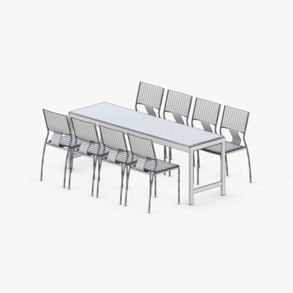 Table and Chairs Set 3D Model – Low Poly Furniture Asset, FBX - View 3