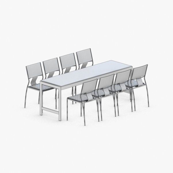 Table and Chairs Set 3D Model – Low Poly Furniture Asset, FBX - View 4