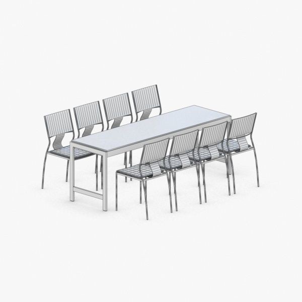Table and Chairs Set 3D Model – Low Poly Furniture Asset, FBX - View 5