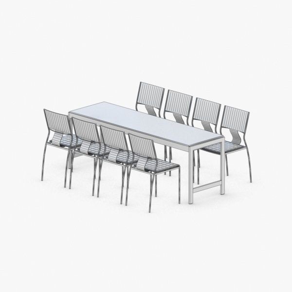 Table and Chairs Set 3D Model – Low Poly Furniture Asset, FBX - View 6
