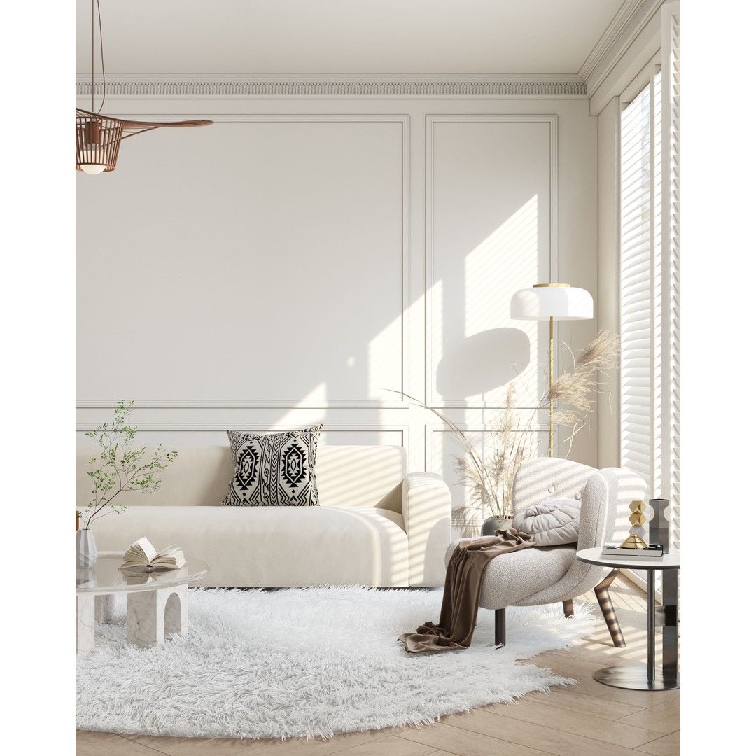 Parisian Living Room 3D Model – Detailed Interior Design, PBR - View 13