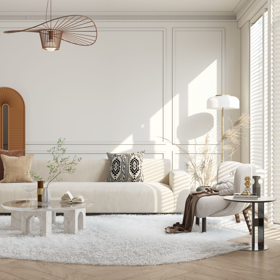 Parisian Living Room 3D Model – Detailed Interior Design, PBR - View 17