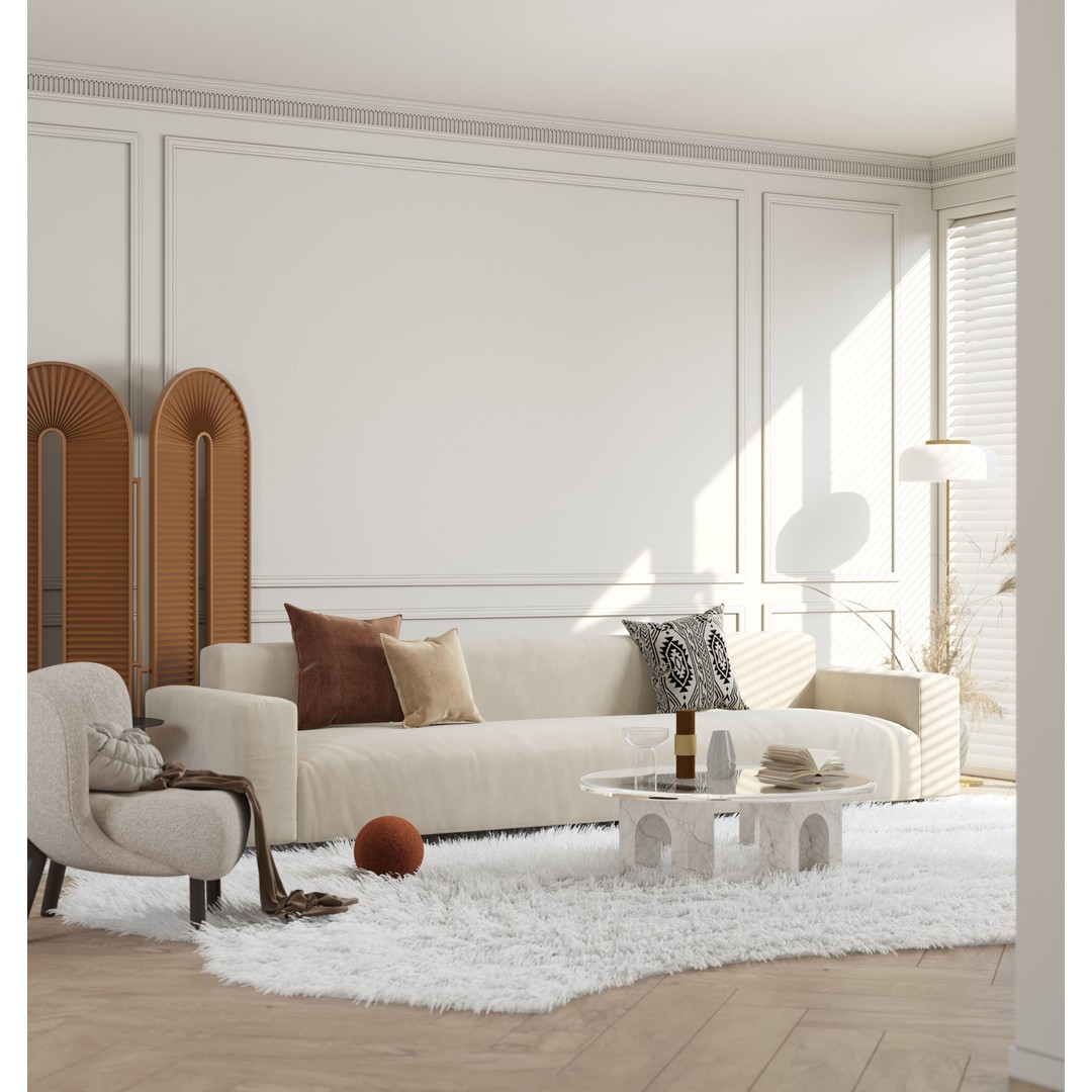 Parisian Living Room 3D Model – Detailed Interior Design, PBR - View 7
