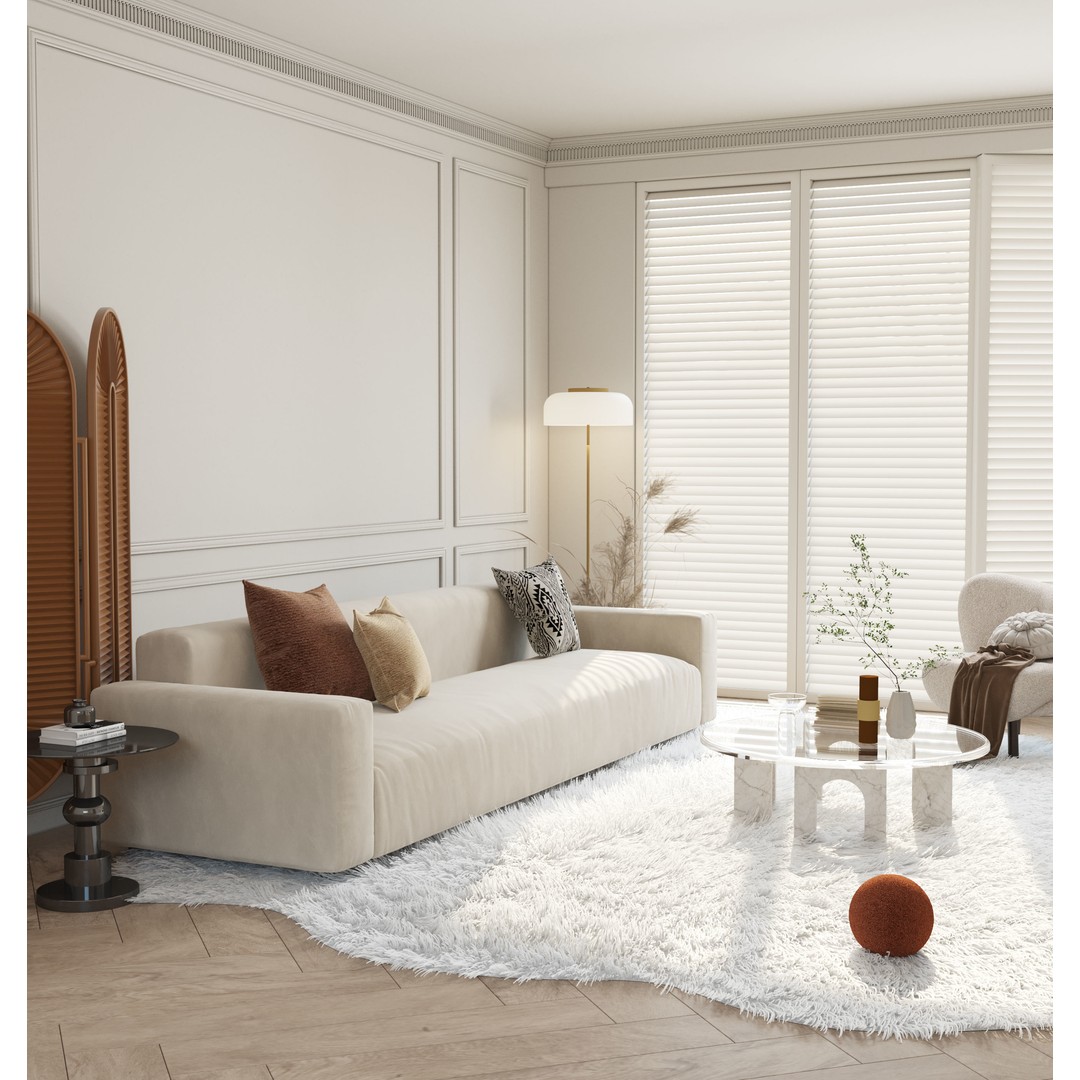 Parisian Living Room 3D Model – Detailed Interior Design, PBR - View 9