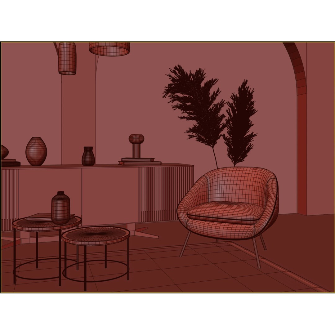 Living Room 3D Model – Modern Interior Scene with Textures & Lighting - View 12