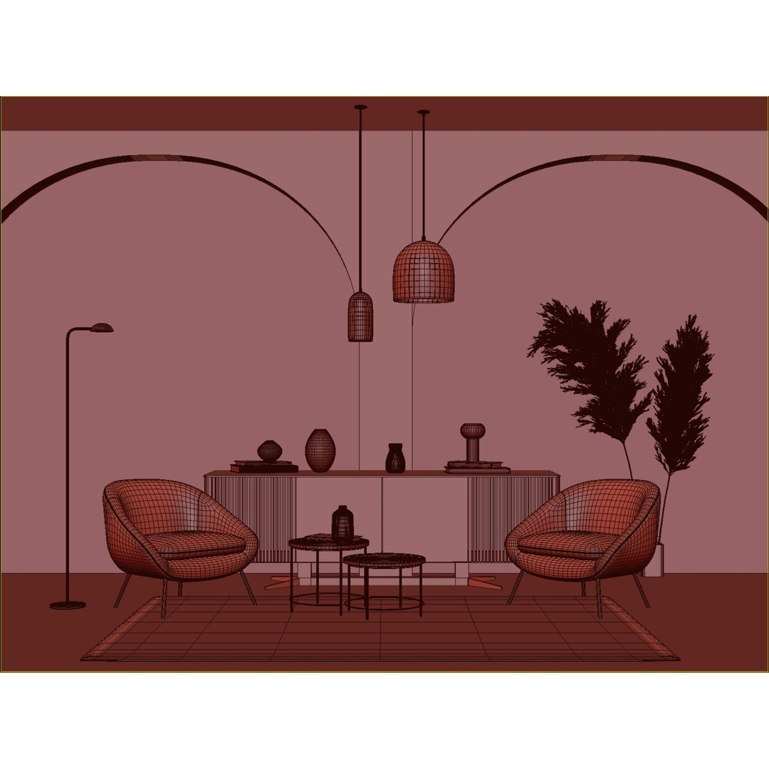 Living Room 3D Model – Modern Interior Scene with Textures & Lighting - View 13