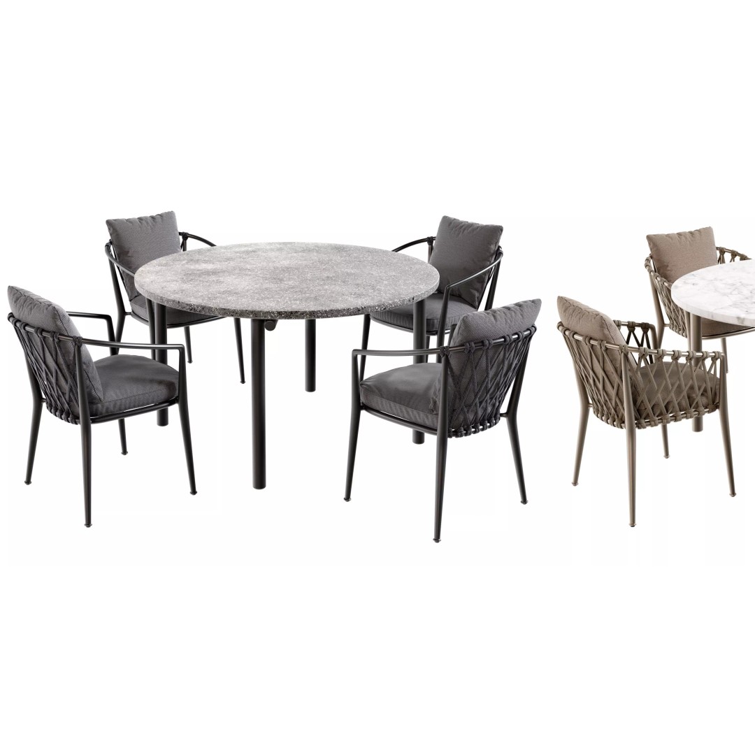 Round Dining Table & Chair 3D Model – High-Quality PBR Asset for Blender - View 3