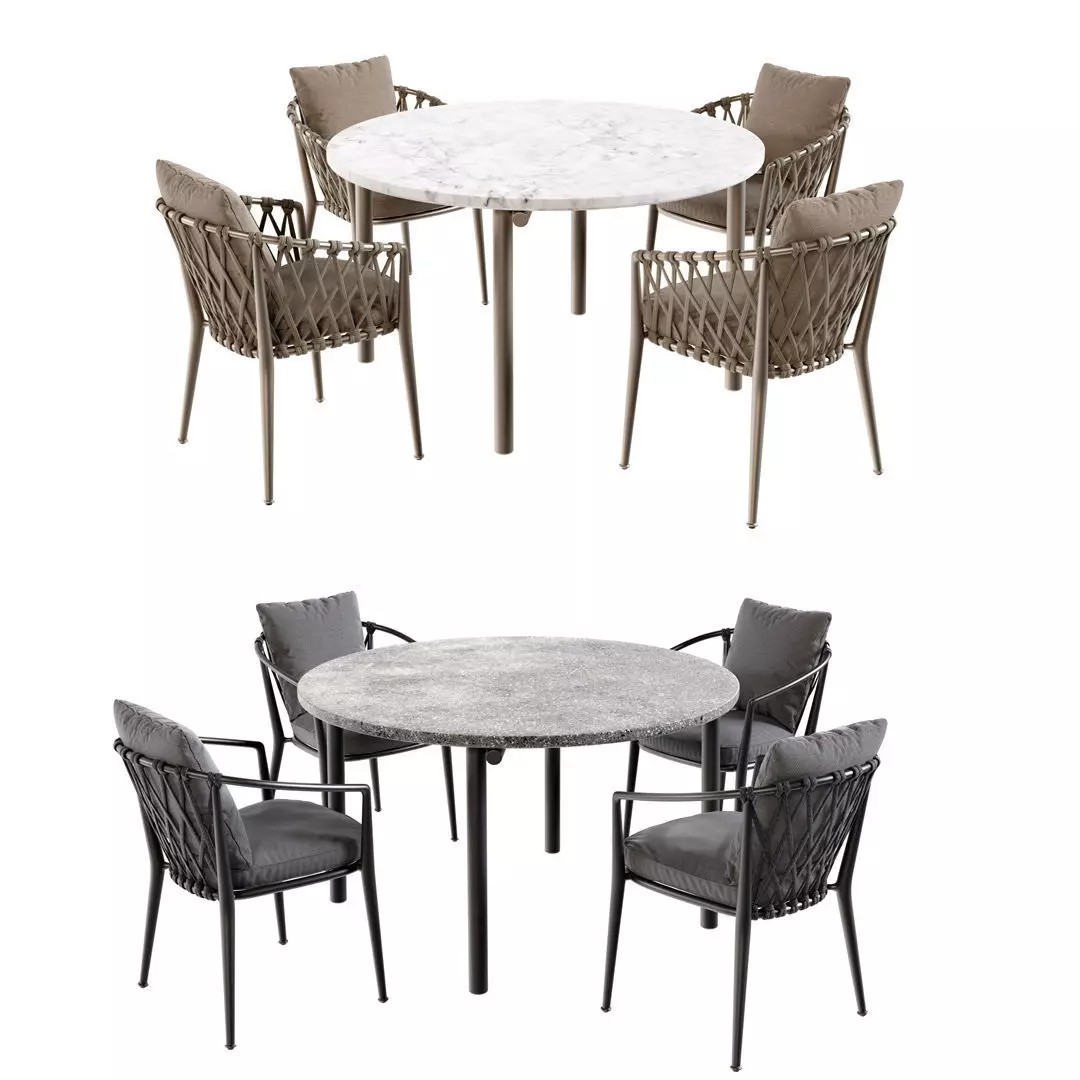 Round Dining Table & Chair 3D Model – High-Quality PBR Asset for Blender - View 4
