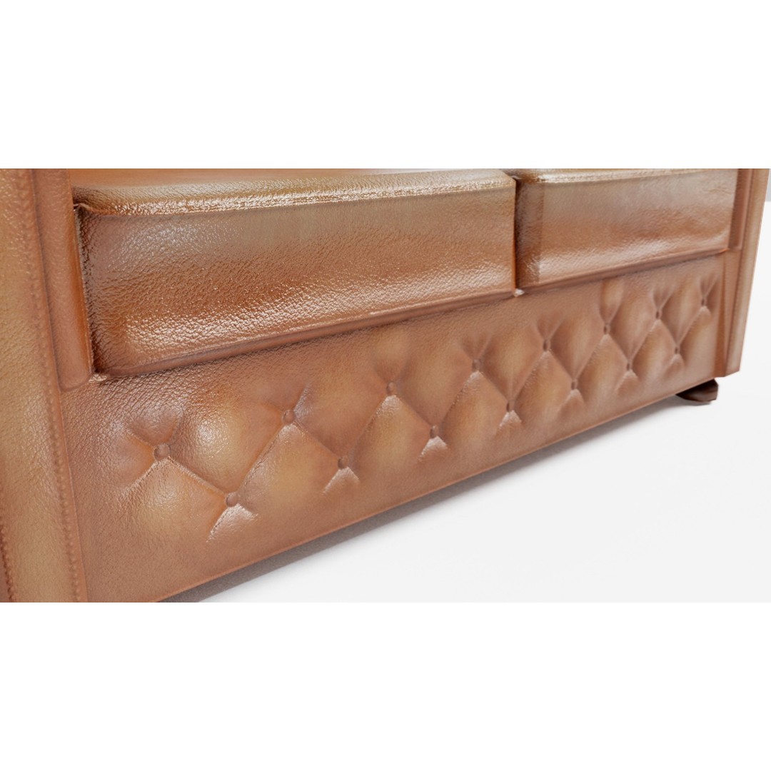 Used Leather Armchair 3D Model – Low Poly PBR Game Asset, FBX - View 11