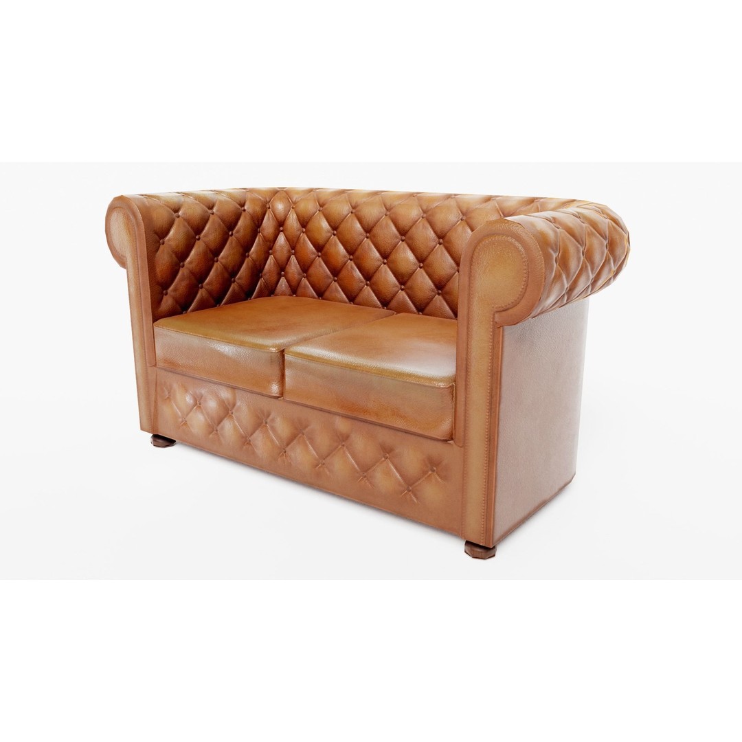 Used Leather Armchair 3D Model – Low Poly PBR Game Asset, FBX - View 5