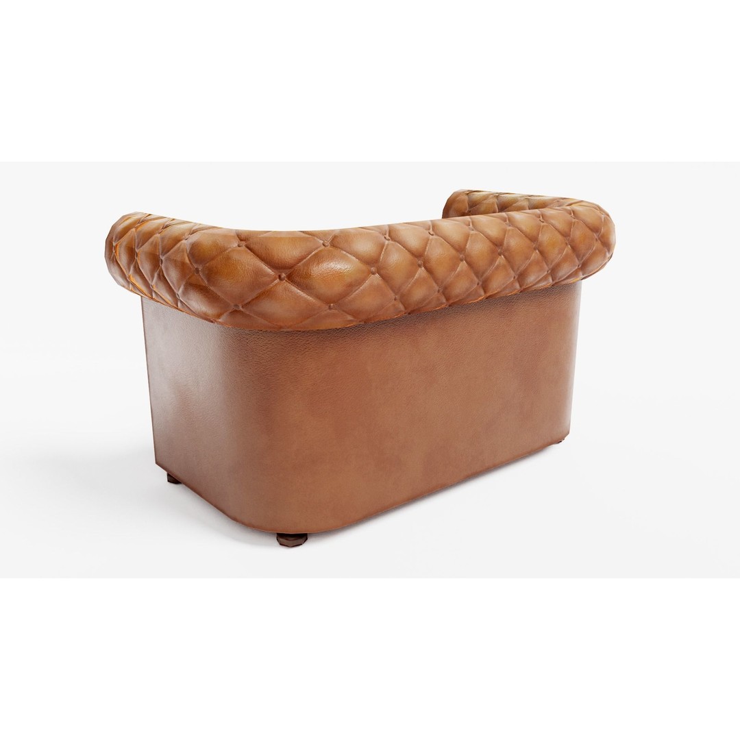 Used Leather Armchair 3D Model – Low Poly PBR Game Asset, FBX - View 6