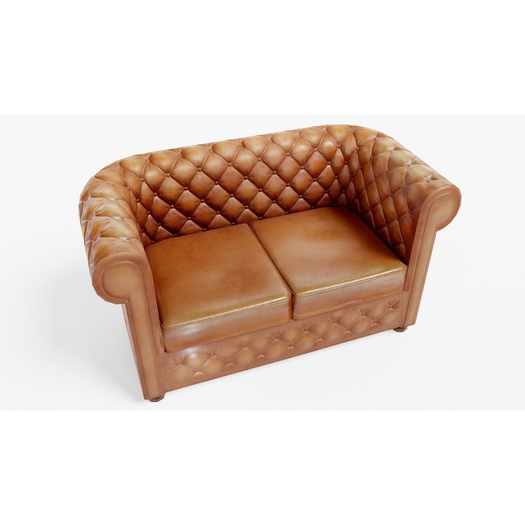 Used Leather Armchair 3D Model – Low Poly PBR Game Asset, FBX - View 7