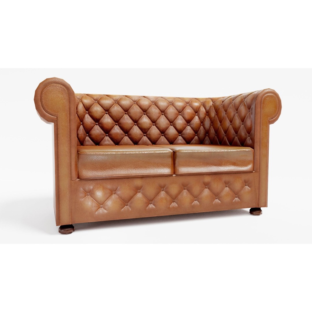 Used Leather Armchair 3D Model – Low Poly PBR Game Asset, FBX - View 8