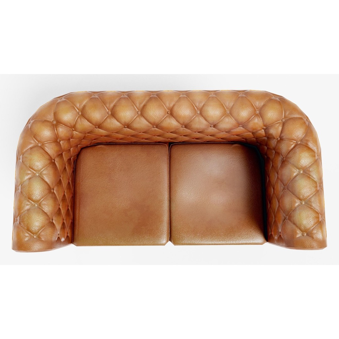 Used Leather Armchair 3D Model – Low Poly PBR Game Asset, FBX - View 9