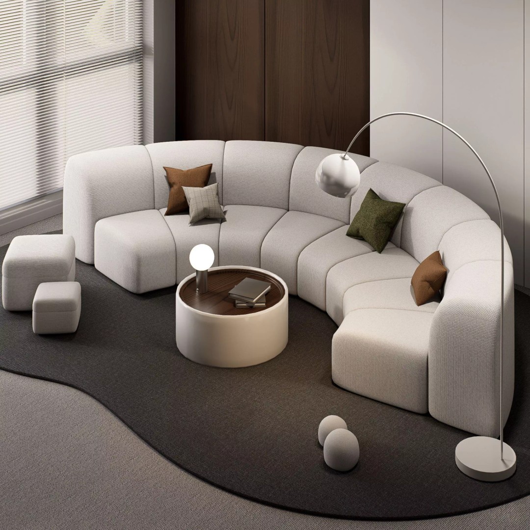 Modern Curved Modular Sofa Set 3D Model – Contemporary Furniture Asset, Blender, FBX - View 10