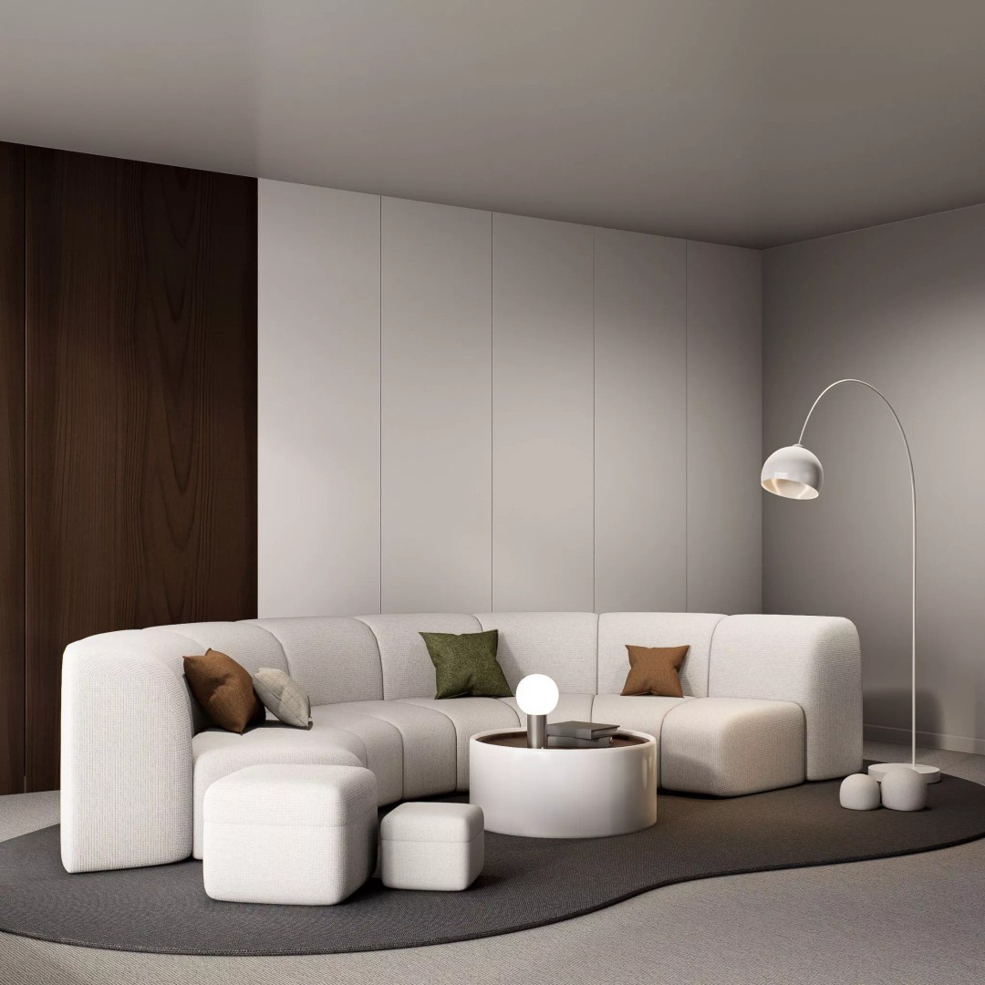 Modern Curved Modular Sofa Set 3D Model – Contemporary Furniture Asset, Blender, FBX - View 11