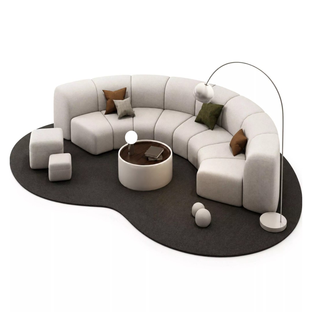 Modern Curved Modular Sofa Set 3D Model – Contemporary Furniture Asset, Blender, FBX - View 2