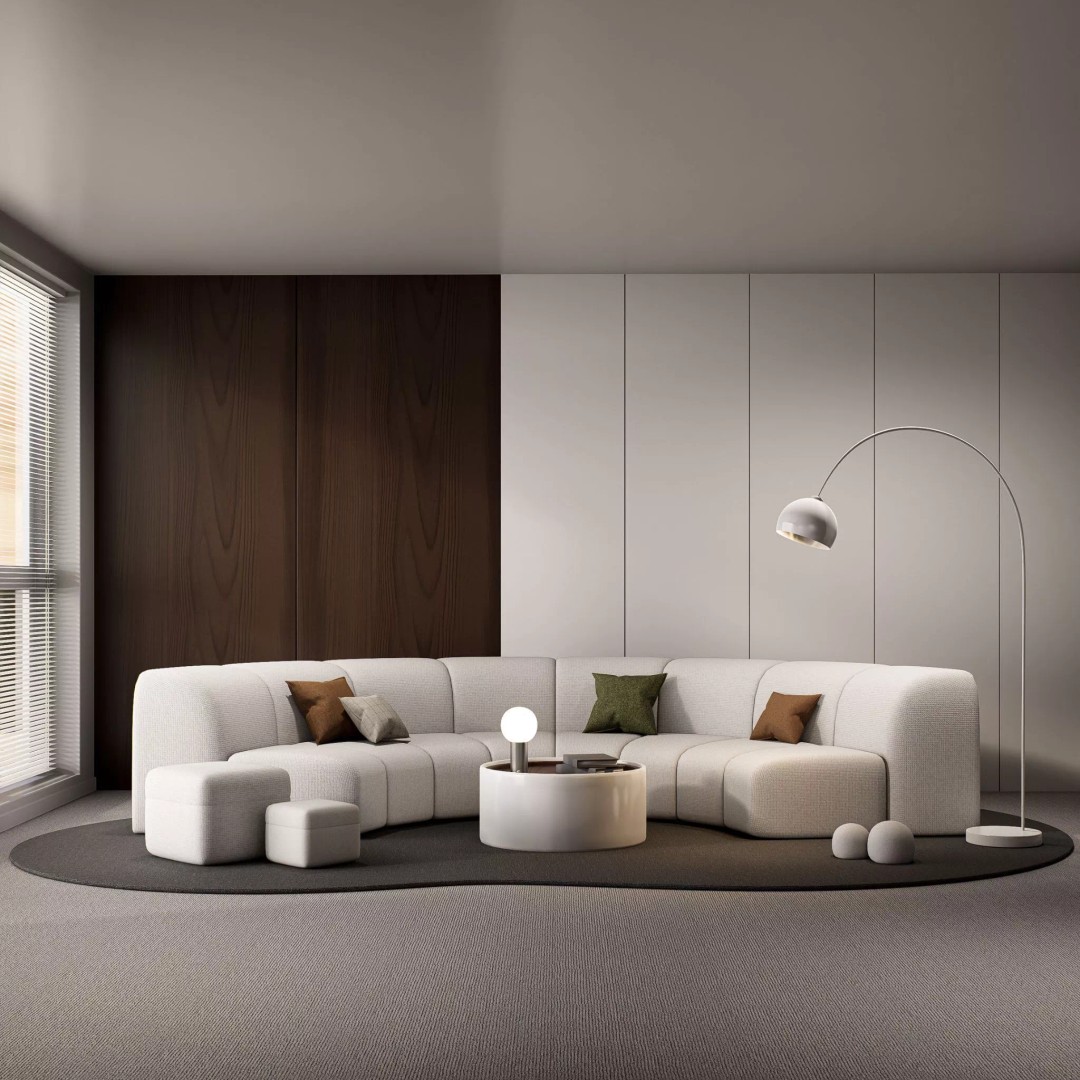 Modern Curved Modular Sofa Set 3D Model – Contemporary Furniture Asset, Blender, FBX - View 5