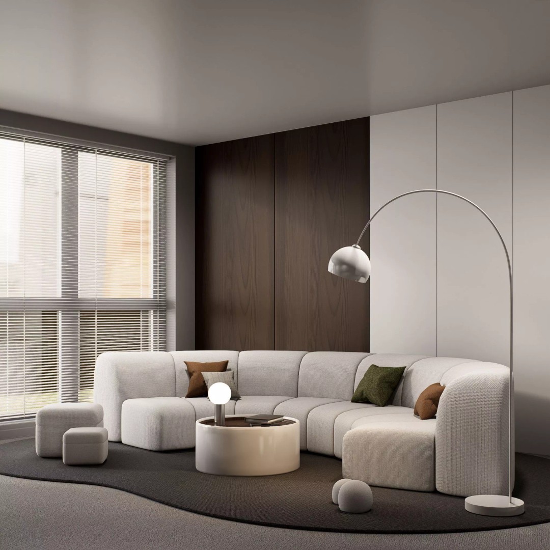 Modern Curved Modular Sofa Set 3D Model – Contemporary Furniture Asset, Blender, FBX - View 6