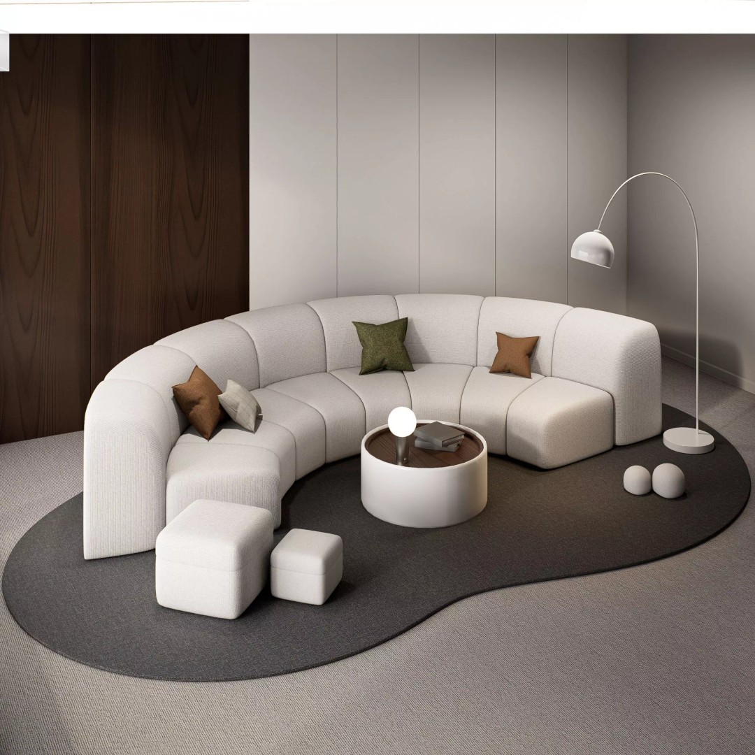 Modern Curved Modular Sofa Set 3D Model – Contemporary Furniture Asset, Blender, FBX - View 9