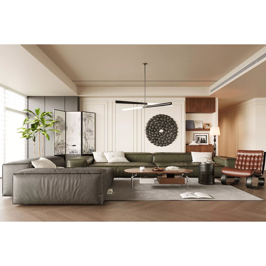 Mid-century Modern Living Room 3D Model – PBR Textures, Multiple Formats - View 2