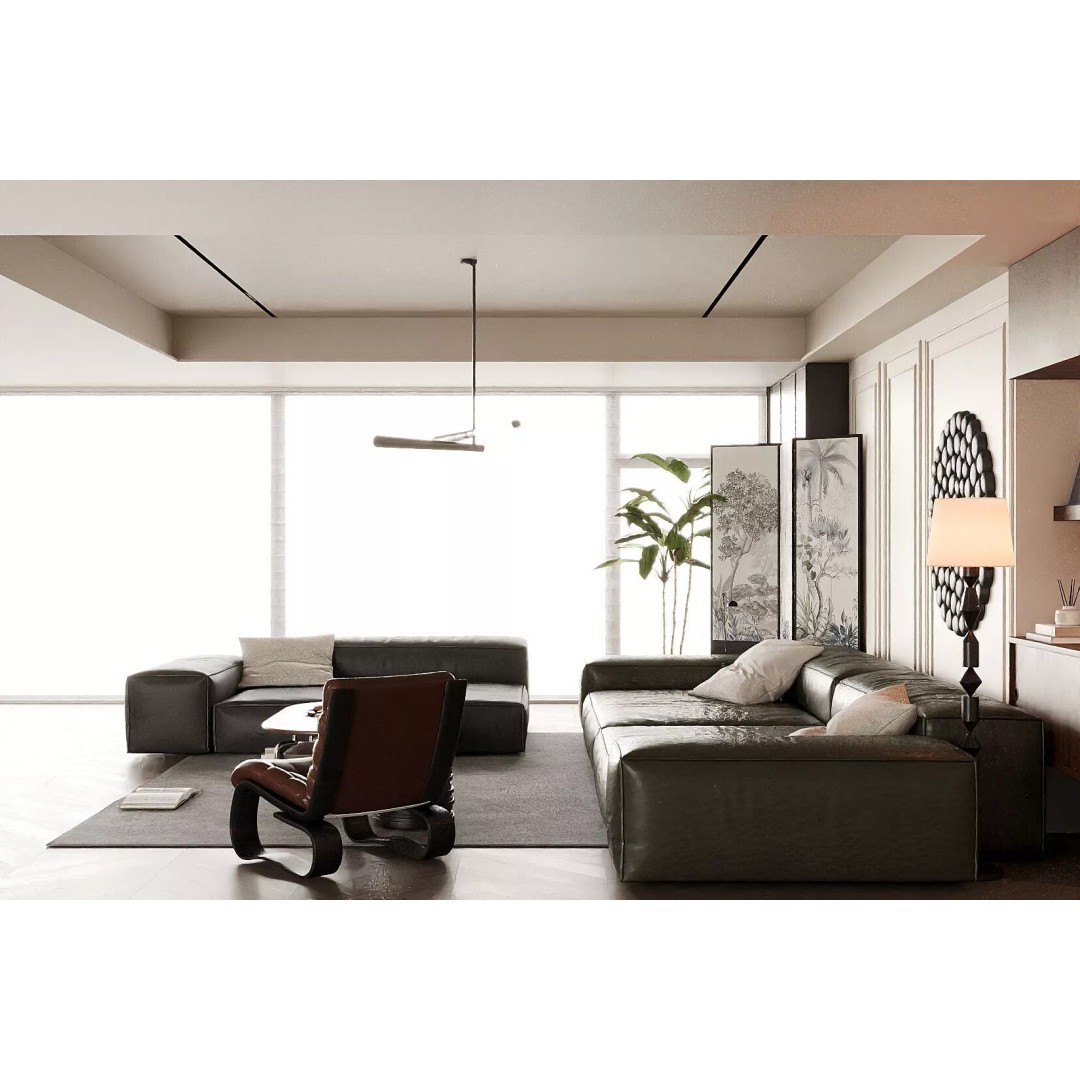 Mid-century Modern Living Room 3D Model – PBR Textures, Multiple Formats - View 4