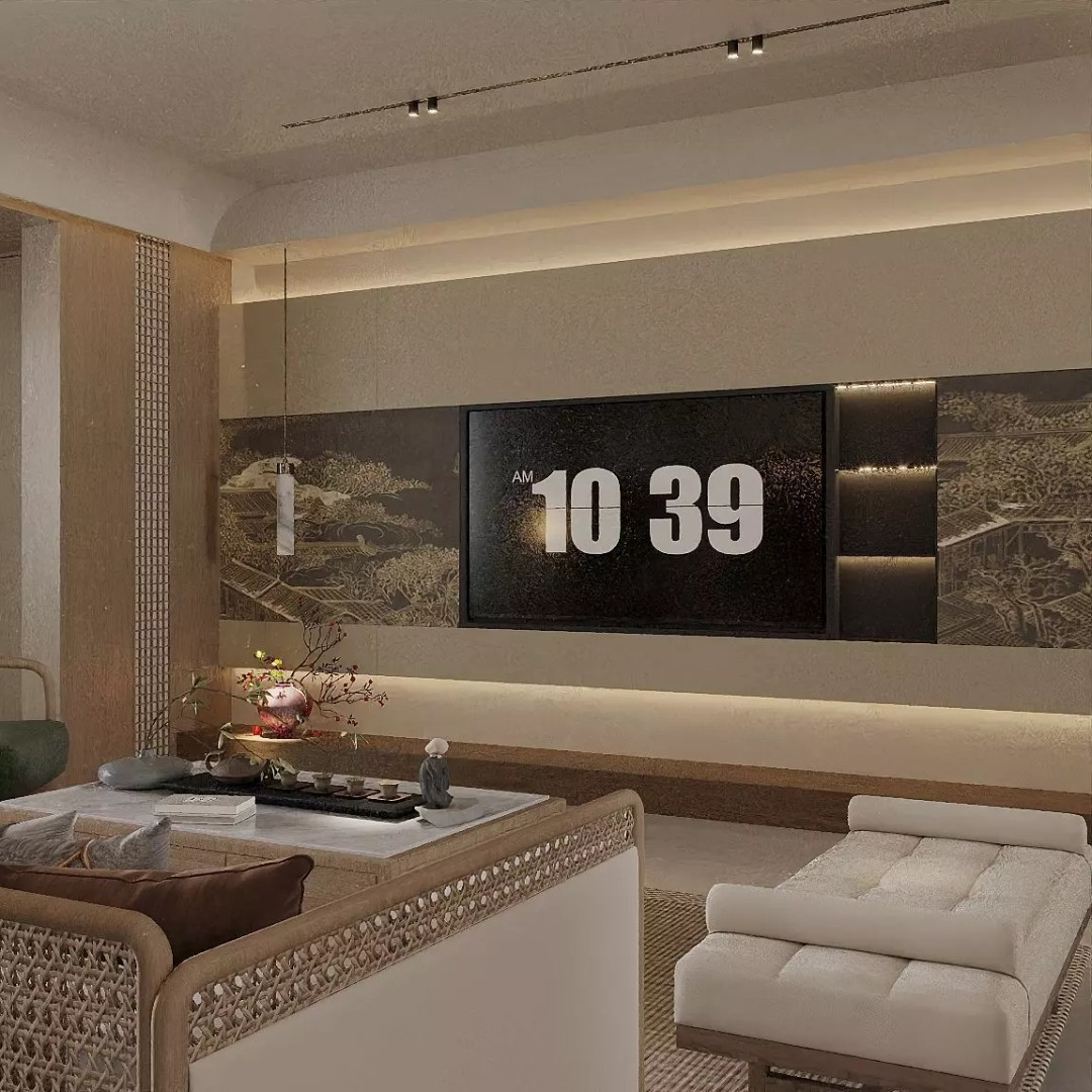 Chinese Style Living and Dining Room 3D Model – Elegant Interior Design, FBX - View 8