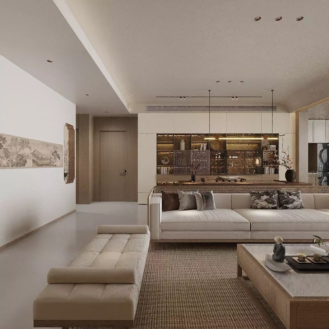Chinese Style Living and Dining Room 3D Model – Elegant Interior Design, FBX - View 9