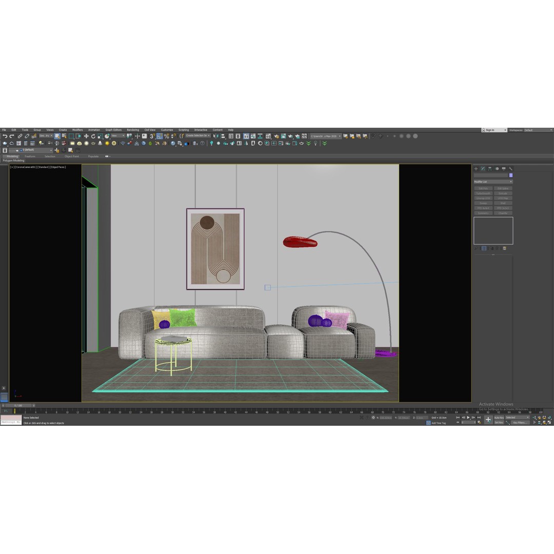 Minimal Living Room 3D Model – Textured Interior Scene, FBX/OBJ