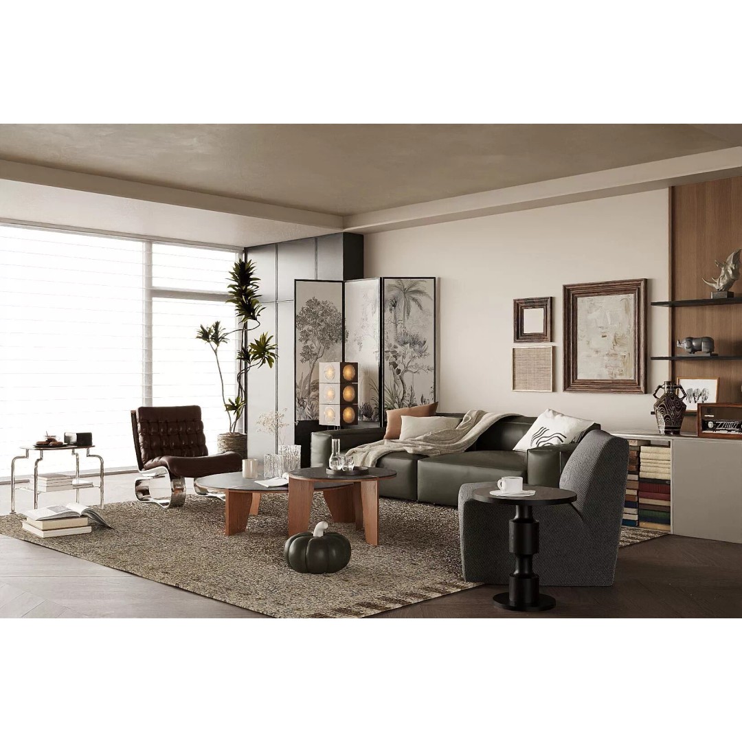 Mid-century Modern Living Room 3D Model – Vintage Design, Blender, FBX, OBJ - View 5