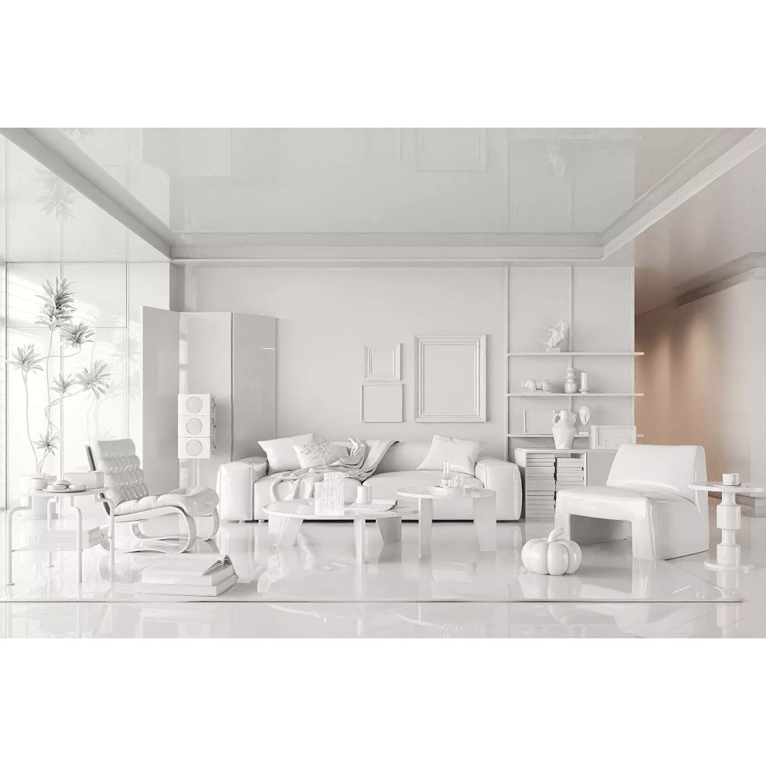 Mid-century Modern Living Room 3D Model – Vintage Design, Blender, FBX, OBJ - View 7
