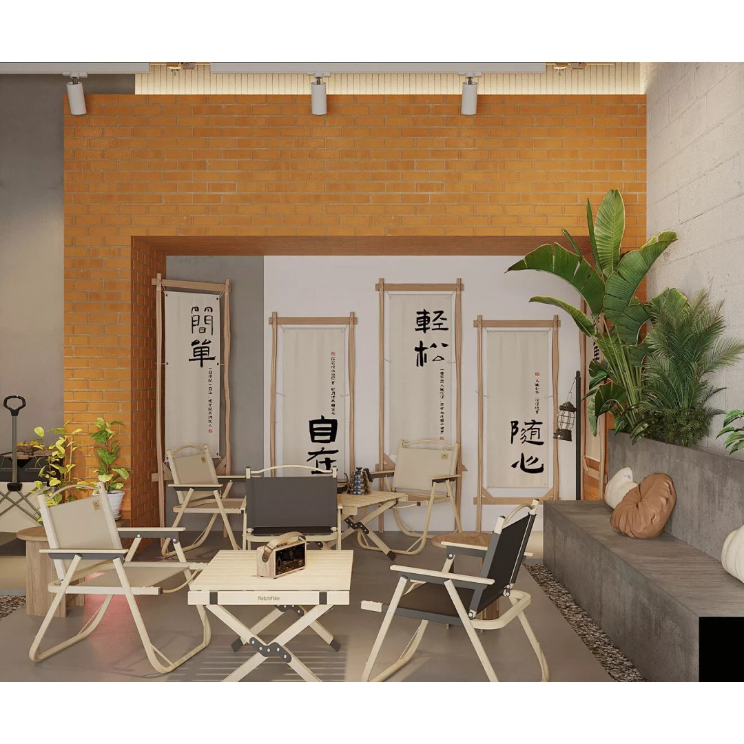 Coffee Shop Space Design 3D Model – Industrial Chair, PBR Textures - View 5