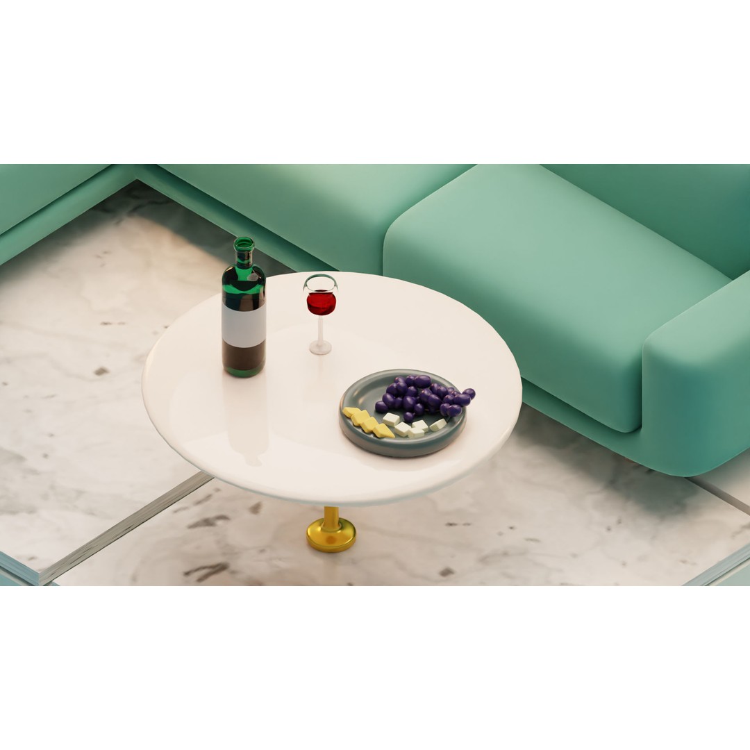 Isometric Cartoon Living Room 3D Model – Low Poly Interior Pack, FBX, OBJ - View 4