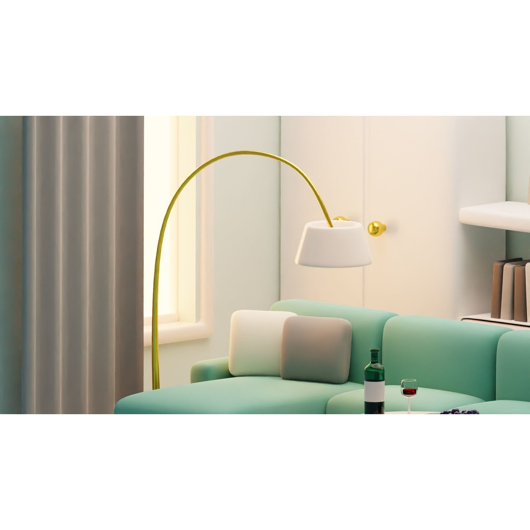 Isometric Cartoon Living Room 3D Model – Low Poly Interior Pack, FBX, OBJ - View 6