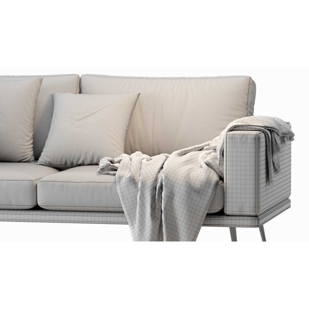 Carlton Sofa 3D Model – Contemporary Design, PBR Textures, OBJ, FBX