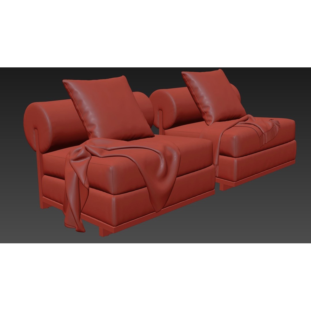 Moving Mountains Slipper Chair 3D Model – Modern Fabric Armchair, FBX - View 10