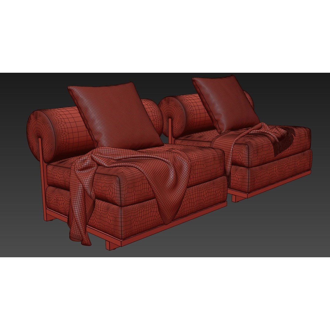 Moving Mountains Slipper Chair 3D Model – Modern Fabric Armchair, FBX - View 11