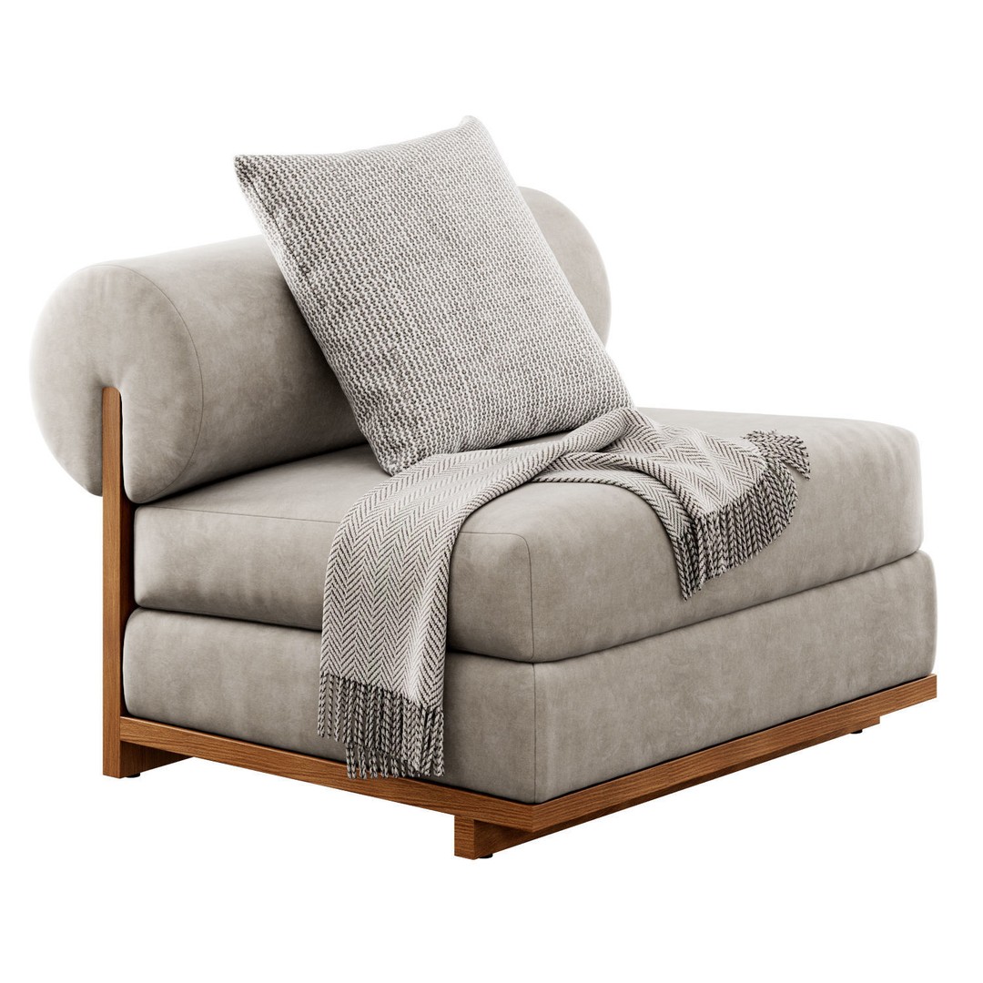 Moving Mountains Slipper Chair 3D Model – Modern Fabric Armchair, FBX - View 12