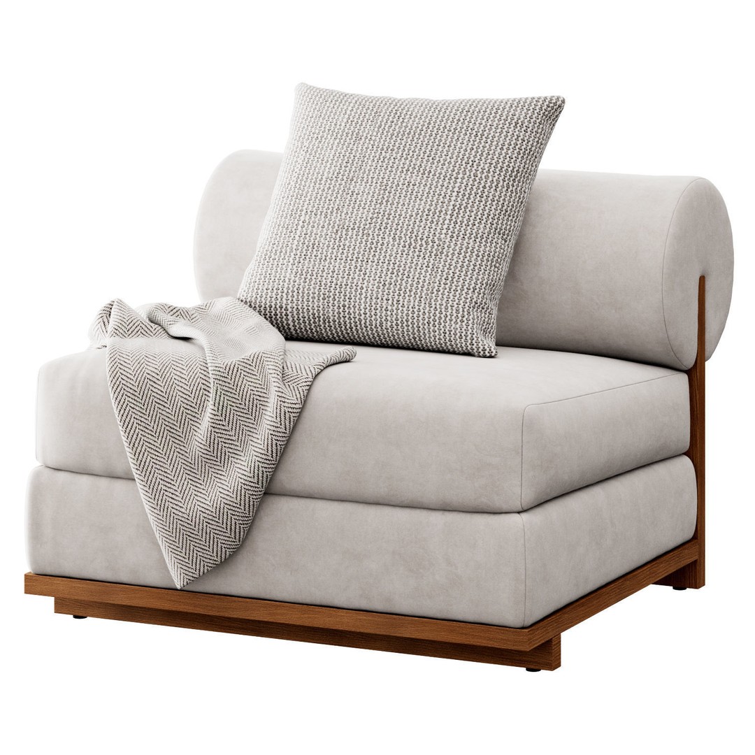 Moving Mountains Slipper Chair 3D Model – Modern Fabric Armchair, FBX - View 13