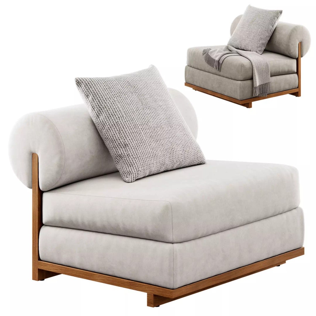 Moving Mountains Slipper Chair 3D Model – Modern Fabric Armchair, FBX - View 2