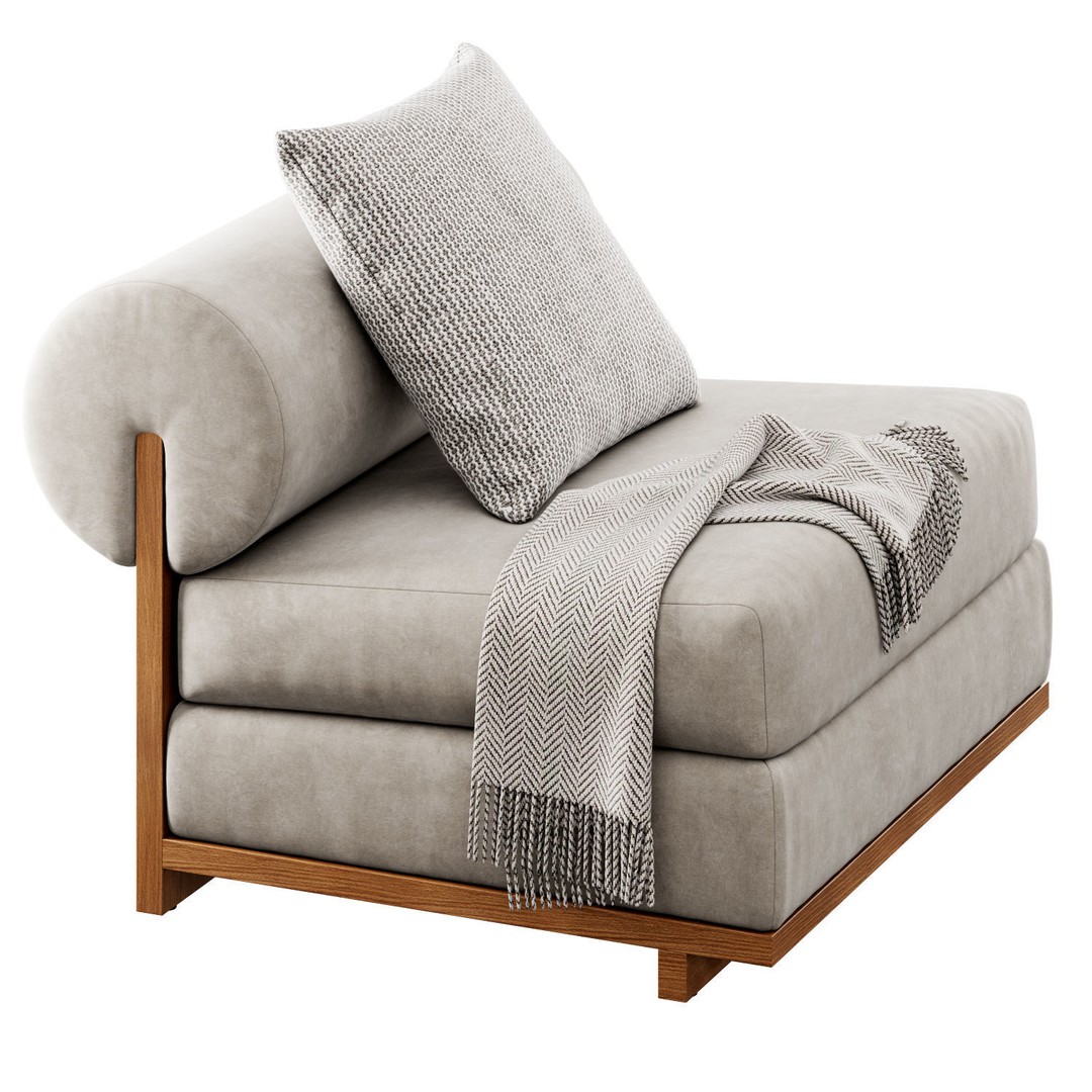 Moving Mountains Slipper Chair 3D Model – Modern Fabric Armchair, FBX - View 3