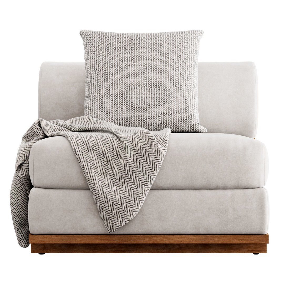 Moving Mountains Slipper Chair 3D Model – Modern Fabric Armchair, FBX - View 4