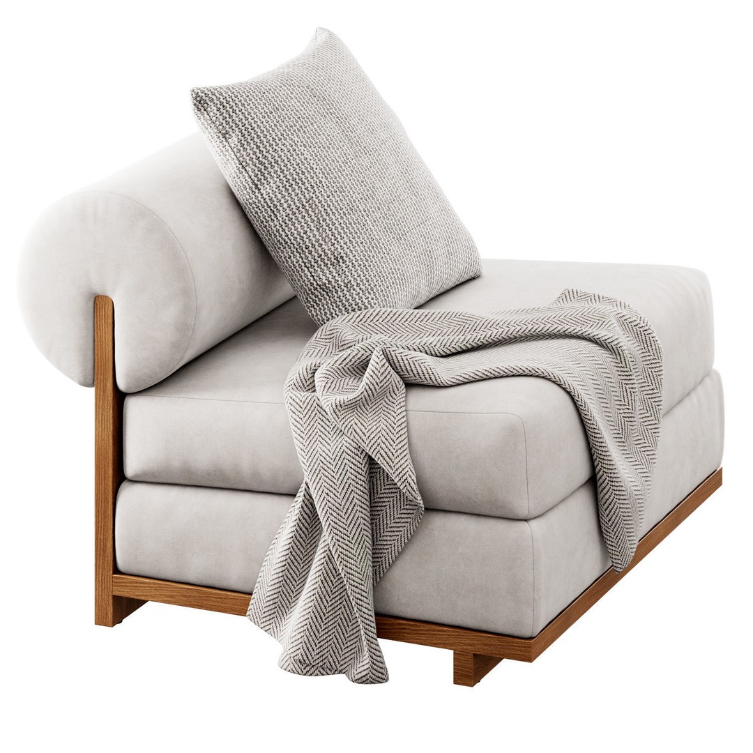 Moving Mountains Slipper Chair 3D Model – Modern Fabric Armchair, FBX - View 5